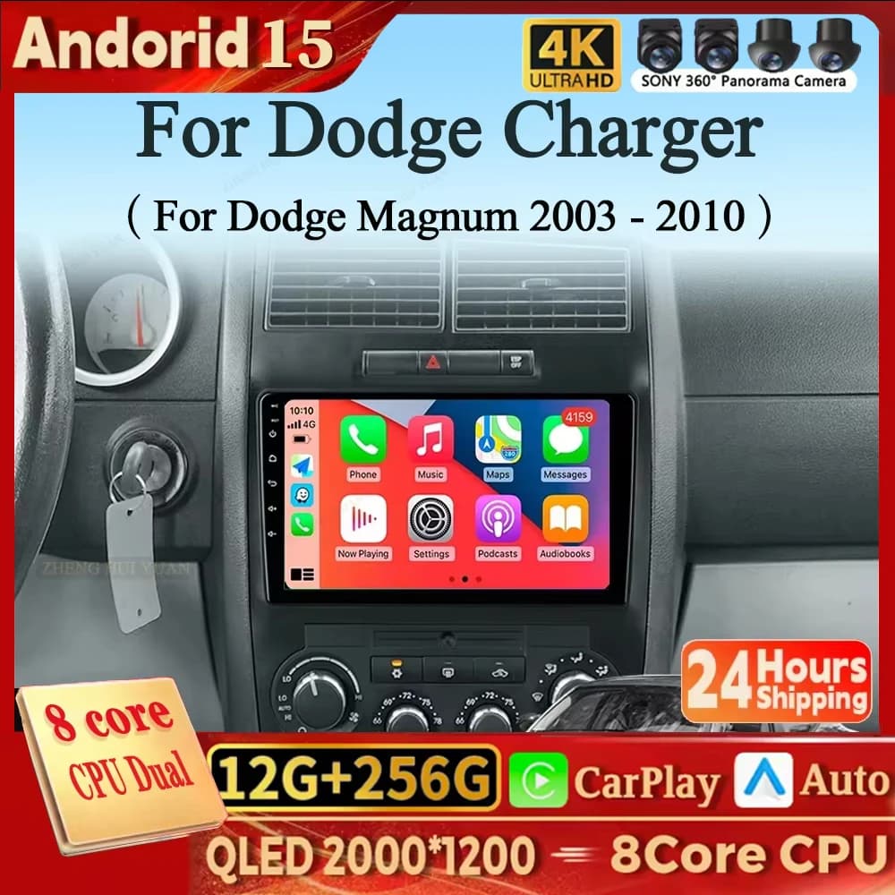Android 15 Carplay Auto Per Dodge Charger 2005-2010 Per Dodge Magnum 2 2003-2007 Auto Radio Lettore Video Multimediale di Navigazione 4G