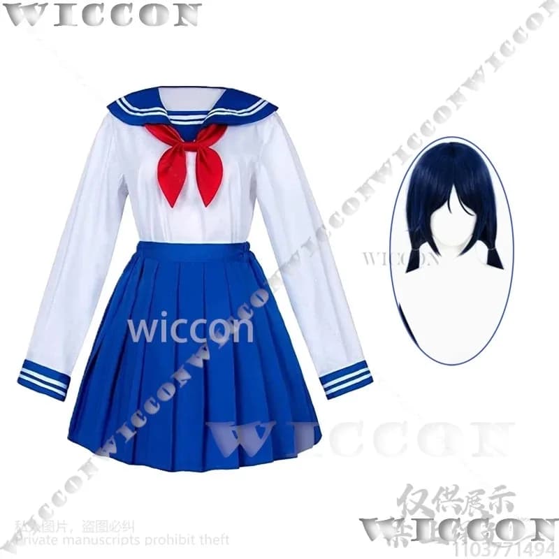 Fidanzata Mita Cosplay Gioco horror Anime MiSide Costume JK Uniforme scolastica Parrucca Fascia per capelli Prop per Halloween Natale Personalizzato6