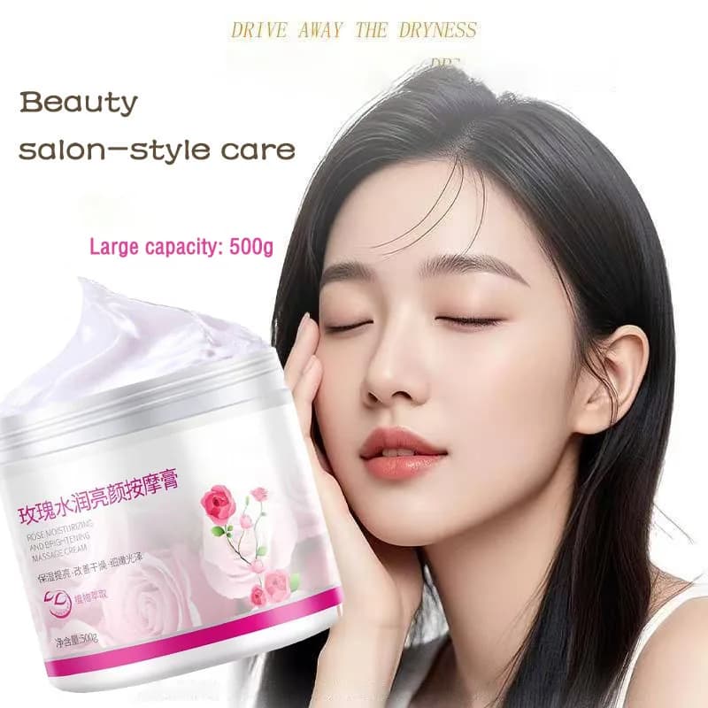 Illuminating Massage Cream at Rose 500ML, Hydrating Minimizer of Pori, Hypoallergenic Formula at Collagen for Salone, Non Comedogena