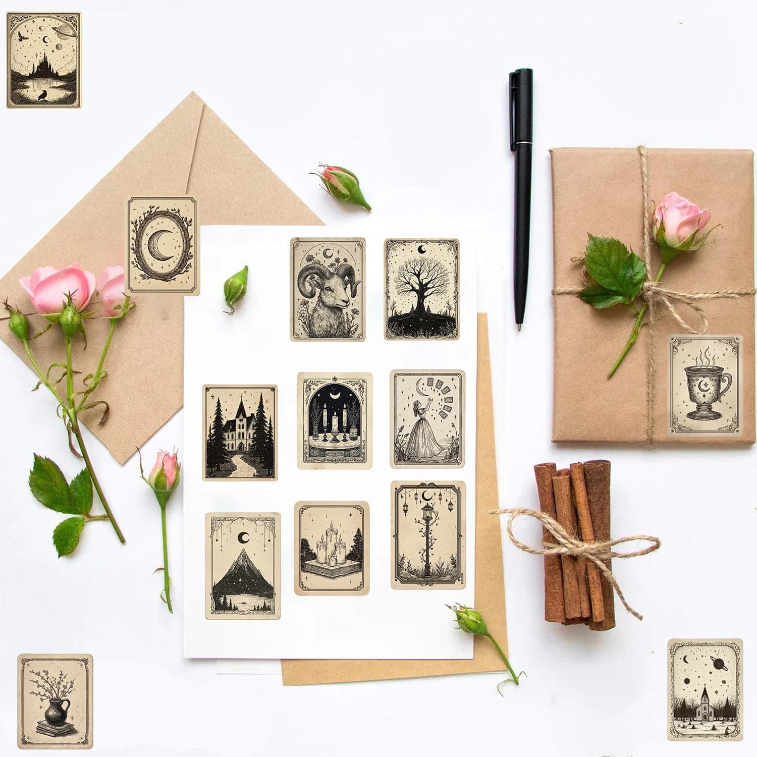 50PCS Gothic Tarot Cards Stickers Motorcycle Graffiti Streetwear Scrapbook Bottle Phone Luggage Car Guitar Stationery Sticker