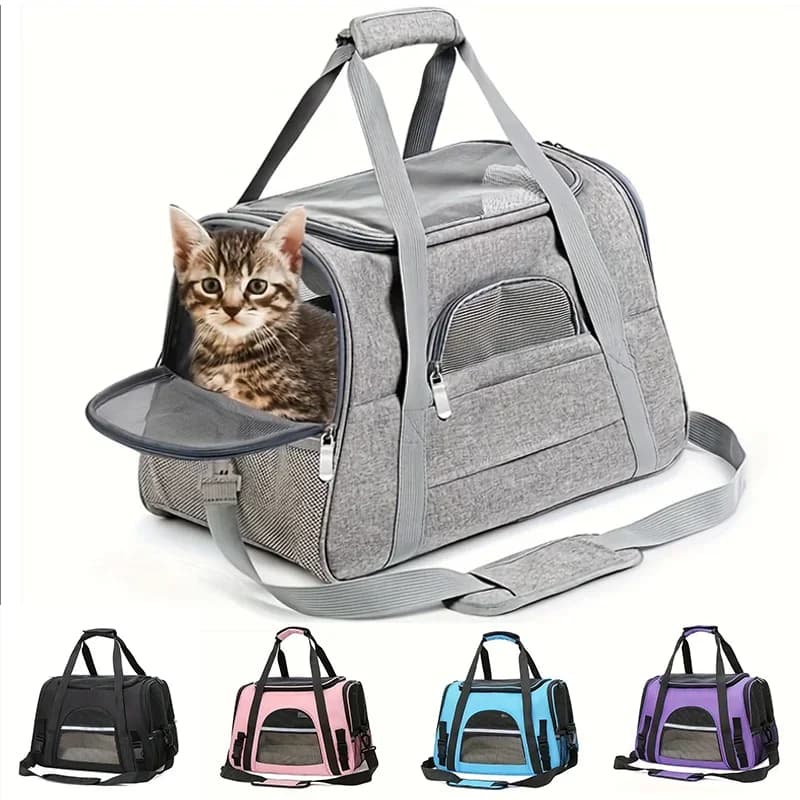 Borse per gatti portatili Borse da trasporto traspiranti su quattro lati per animali domestici su entrambi i lati con imbottitura in pelliccia Borsa da viaggio per gatti Borsa da trasporto