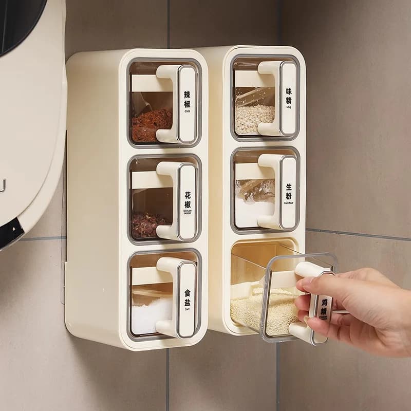 Box for dressings Home kitchen wall tank for dressings for salt MSG Baractol for sale Dressing box Spice box Combined set