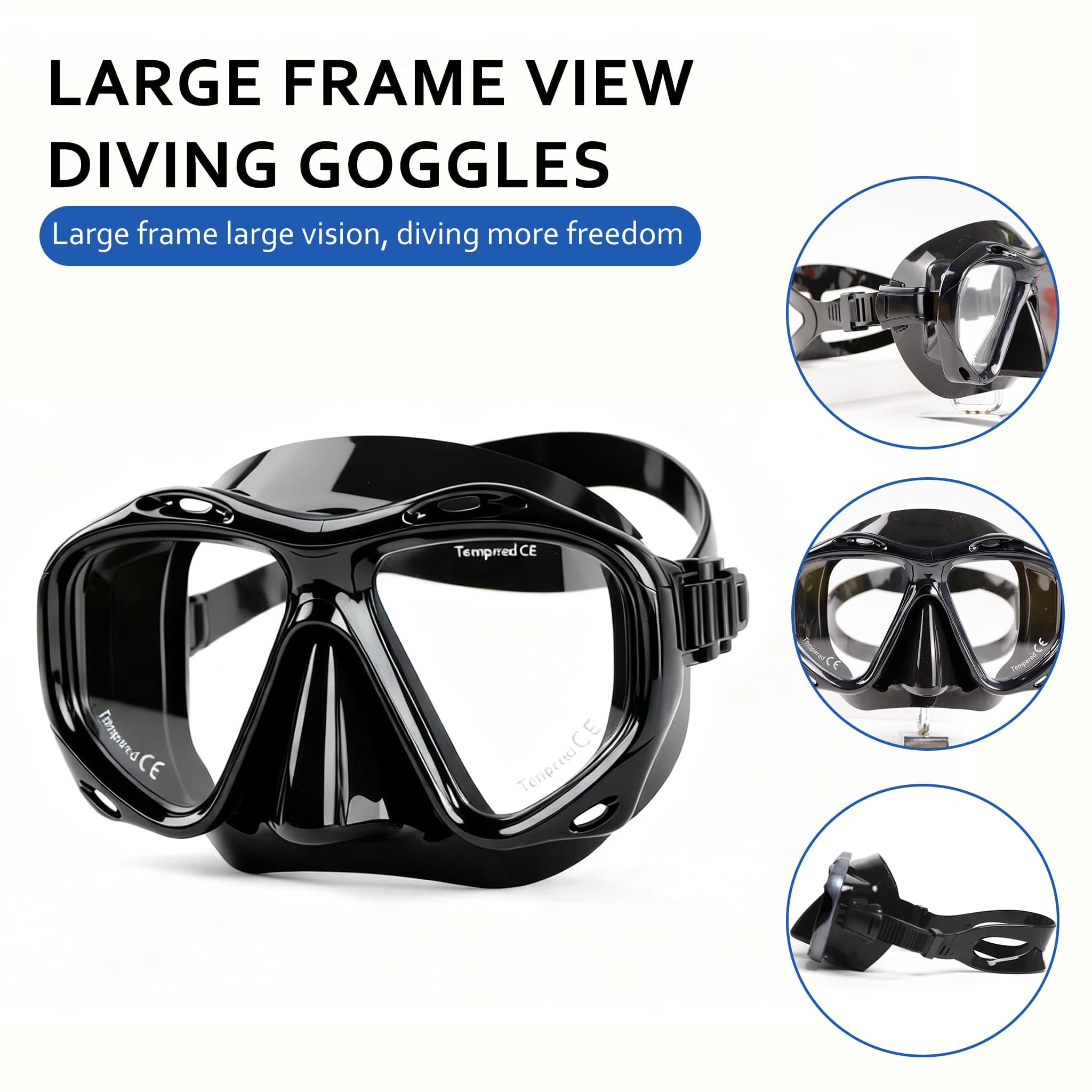 Professional tempered glass glasses with seal Adult underwater mask HD Large frame Silicone swimming equipment fashion men woman