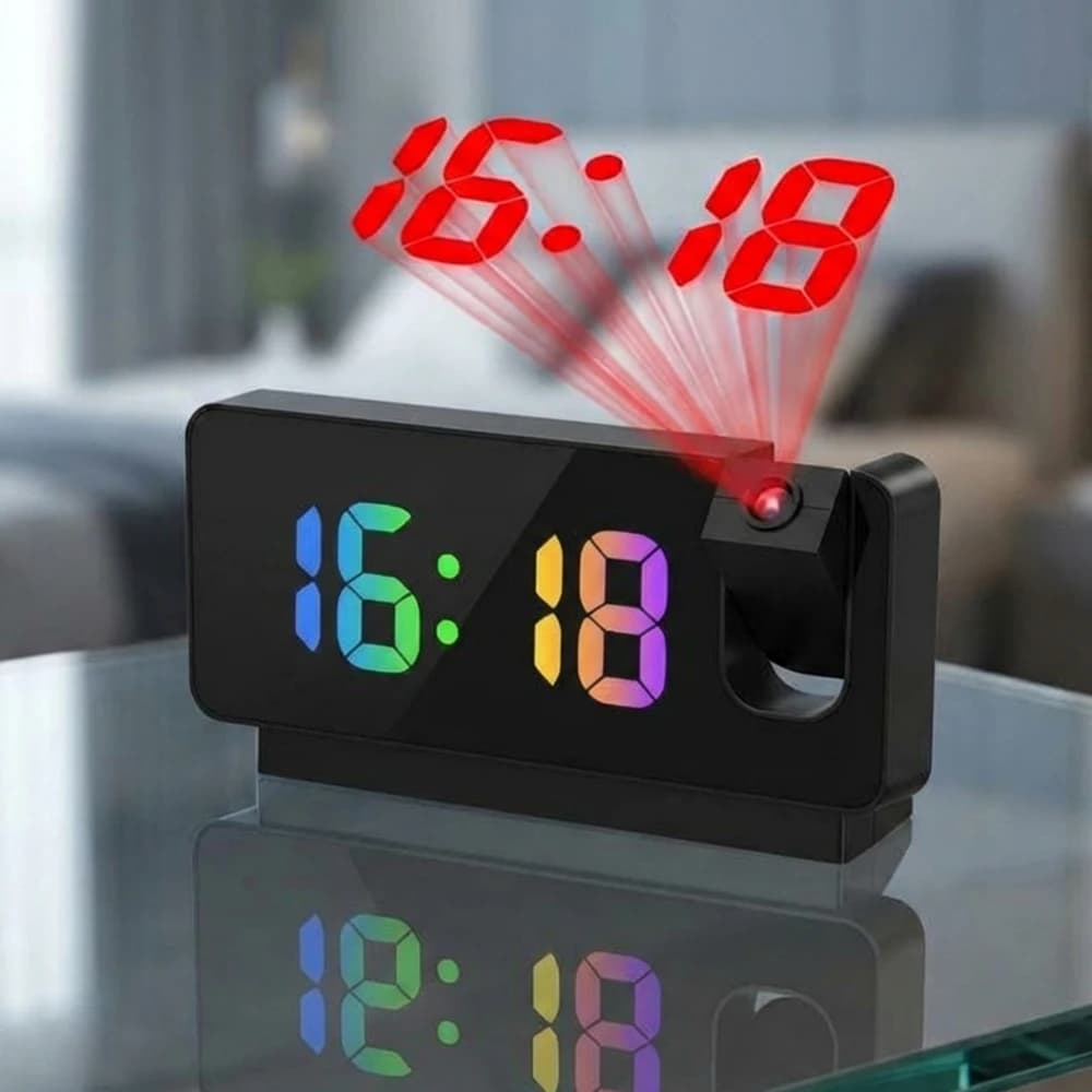 Alarm clock with Digital Projection Rotating Attic/Parete, Interior Temperature for Bedrooms, Office, Bathroom, Furnishing Smart House