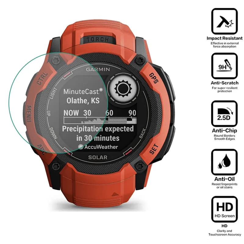 Pellicola protettiva per Smartwatch HD in vetro duro per Garmin instinct 2X Solar (Tactical) Cover protettiva per schermo accessori per orologi intelligenti