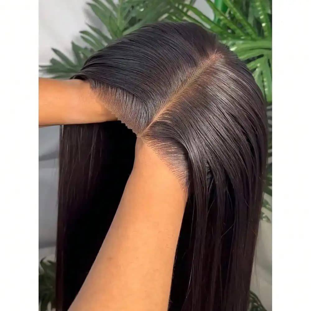 13x4 Glueless Straight Human Hair Wig 250% Density Ready to Wear No Glue Pre Plucked Hairline with Baby Hair Natural Color