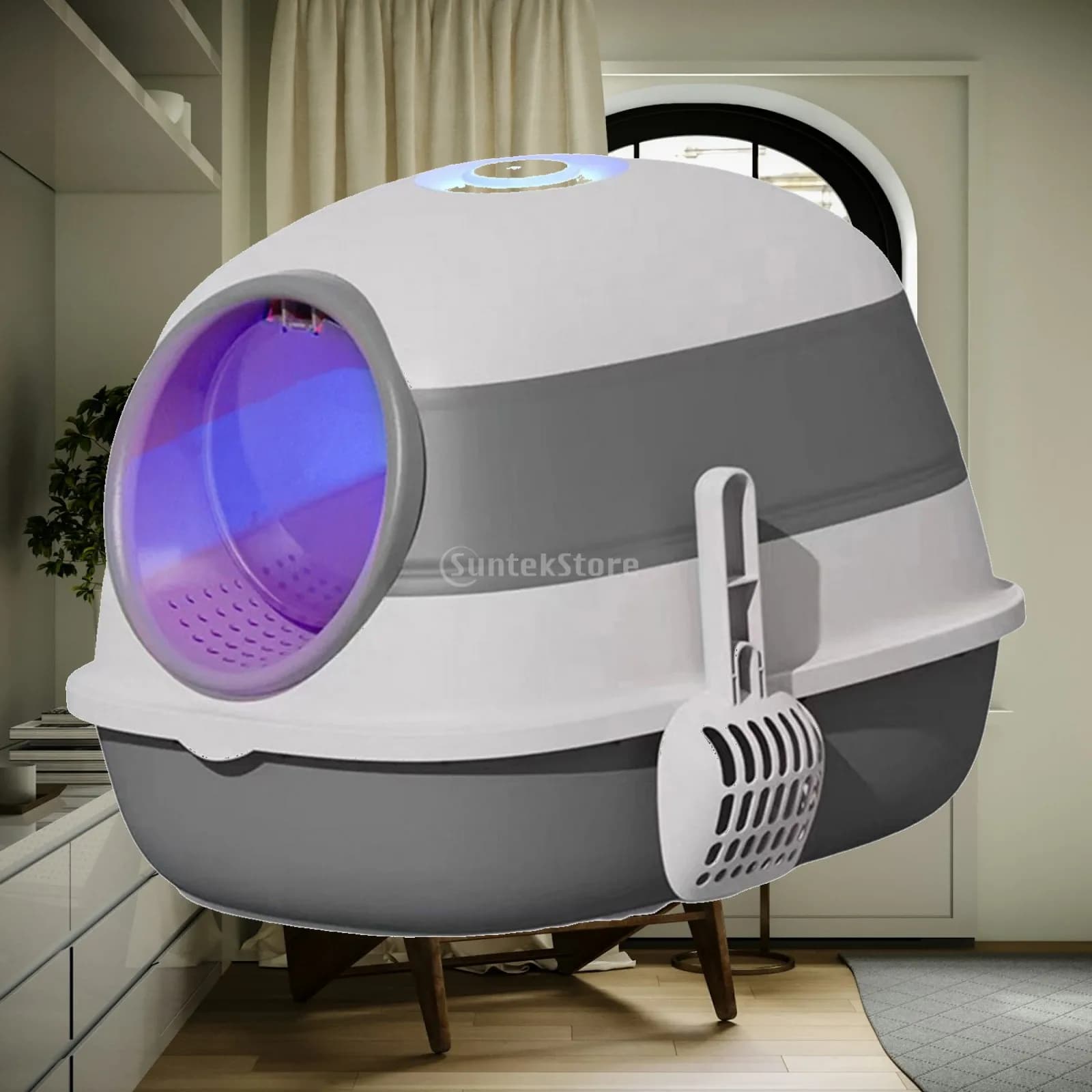 Folding Cat Enclosed Kitty Toilet Box Large Space Hooded Front Entry