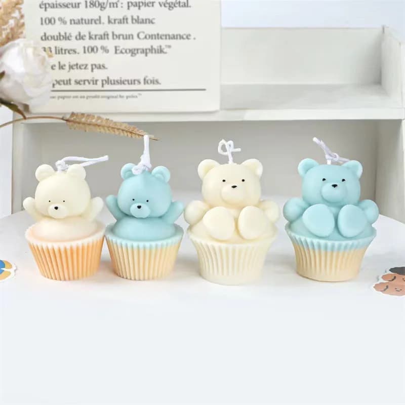 Stampo in Silicone a Forma di Orso Cupcake per Cioccolato, Torte, Cubetti di Ghiaccio, Candele Aromaterapiche, Gesso e Resina