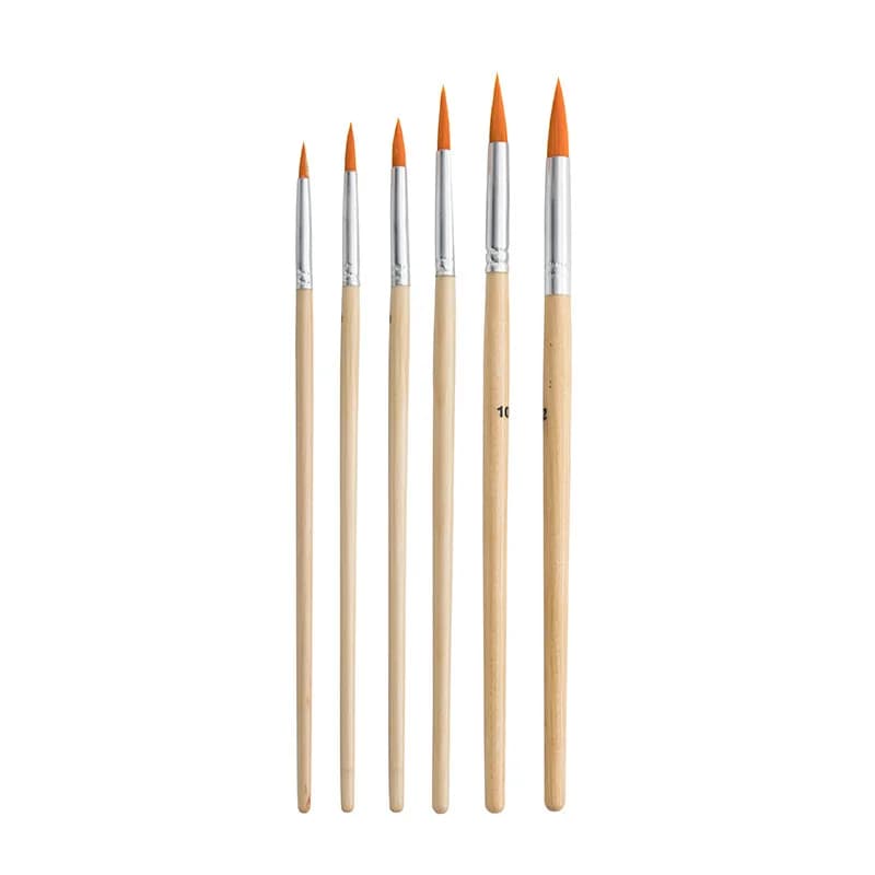 Cross-border Oil Brush 6 Sets Acrylic Paint Color Graffiti Painting Birch Pole Nylon Brush Flat Peak