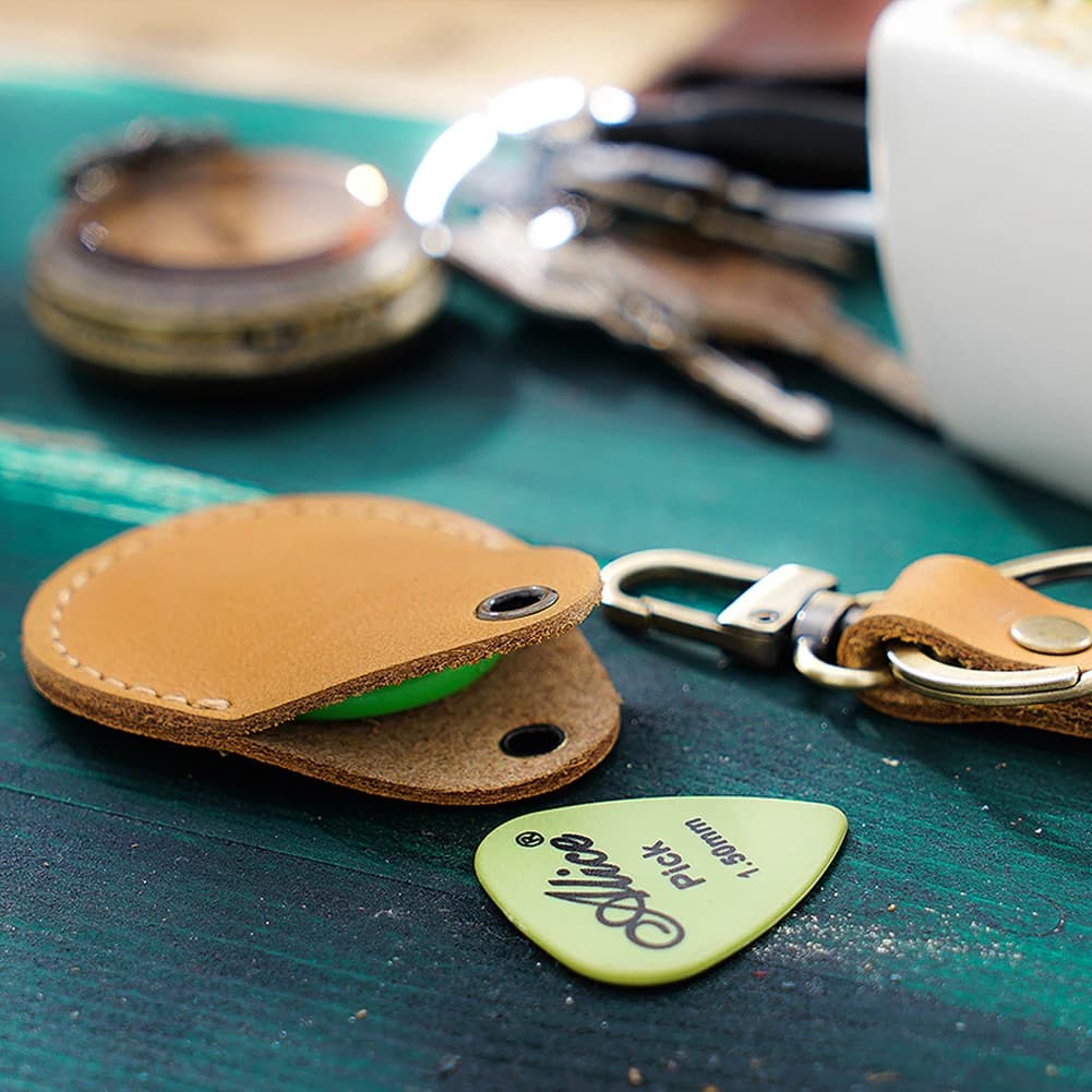 Porta carte portachiavi RFID in vera pelle - Custodia per accessori IC Waterdrop con portachiavi