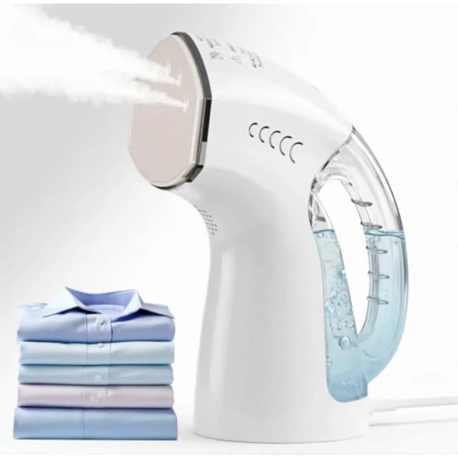 Vaporizzatore e Ferro da Stiro Portatile 2-in-1 per Viaggi, Riscaldamento Rapido in 30s, Vaporizzatore per Vestiti Anti-perdita con Serbatoio da 250ml, Automatico