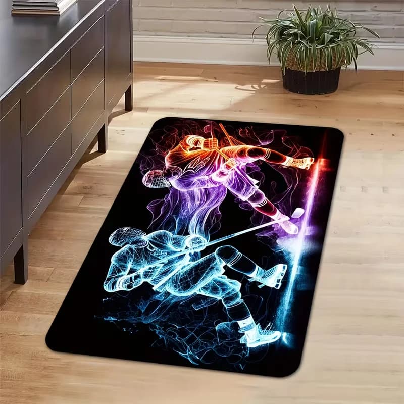 Tappeti Antiscivolo a Tema Hockey su Ghiaccio per Decorazione di Soggiorni, Camere da Letto, Sale Giochi e Dormitori