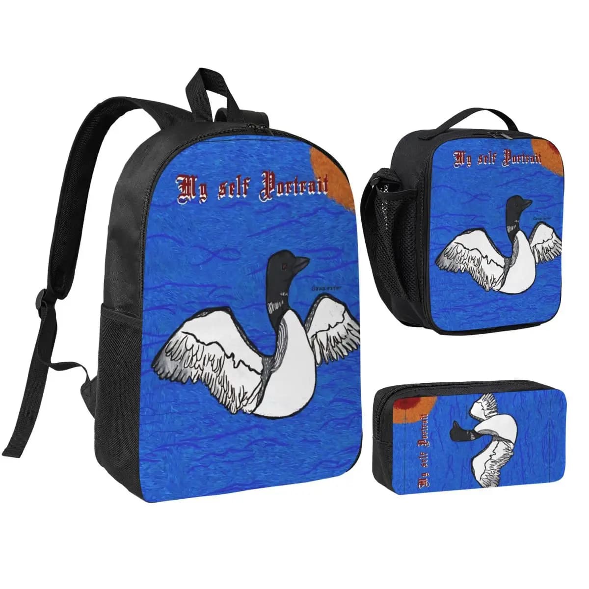 3pecs/set Heated Rivalry My Self Portrait Common Loon Backpack for Back To School Laptop Canvas Bags Lunch bag Pencil Case
