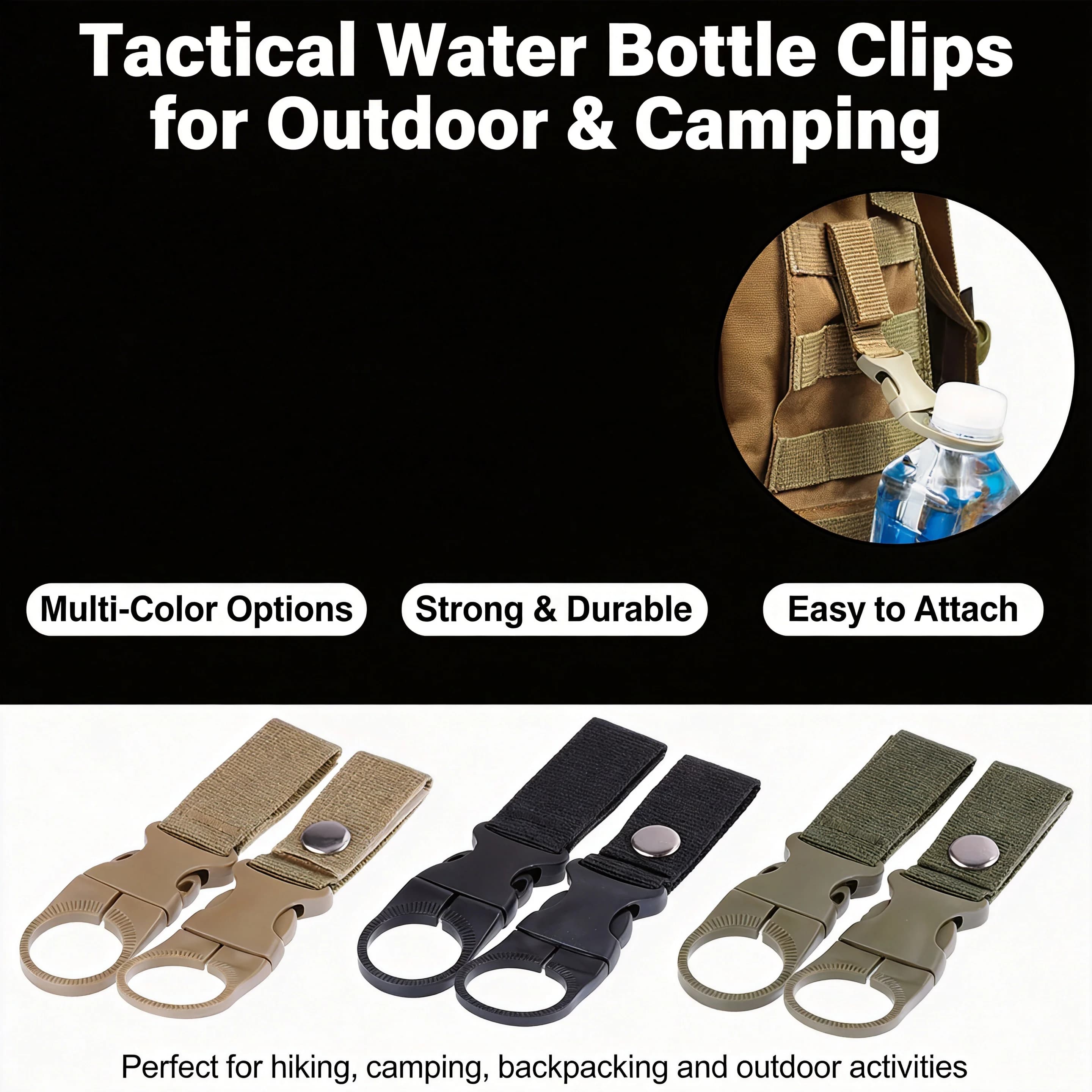 Moschettone Multifunzione per Bottiglia d'Acqua – Gancio con Fibbia in Nylon, Supporto per Cintura e Zaino per Bottiglia d'Acqua, Chiavi