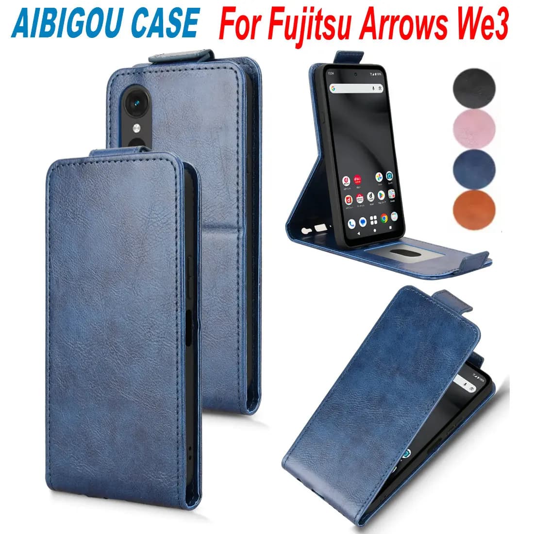 For Fujitsu Arrows We3 Flip Vertical Leather Case Luxury Retro Book Card Holder Full Cover For Fujitsu Arrows We 3 Phone Bags