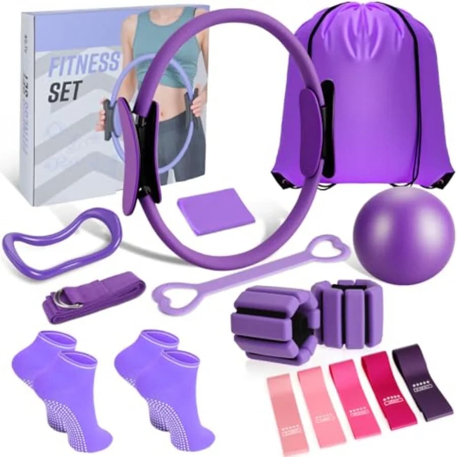 LiKiLiKi Ring and Ball Set for Pilates, Domestic Fitness Equipment for Women with Resistance Bands, Magic Ring 12''''' and Ball 9.8'''' for Training