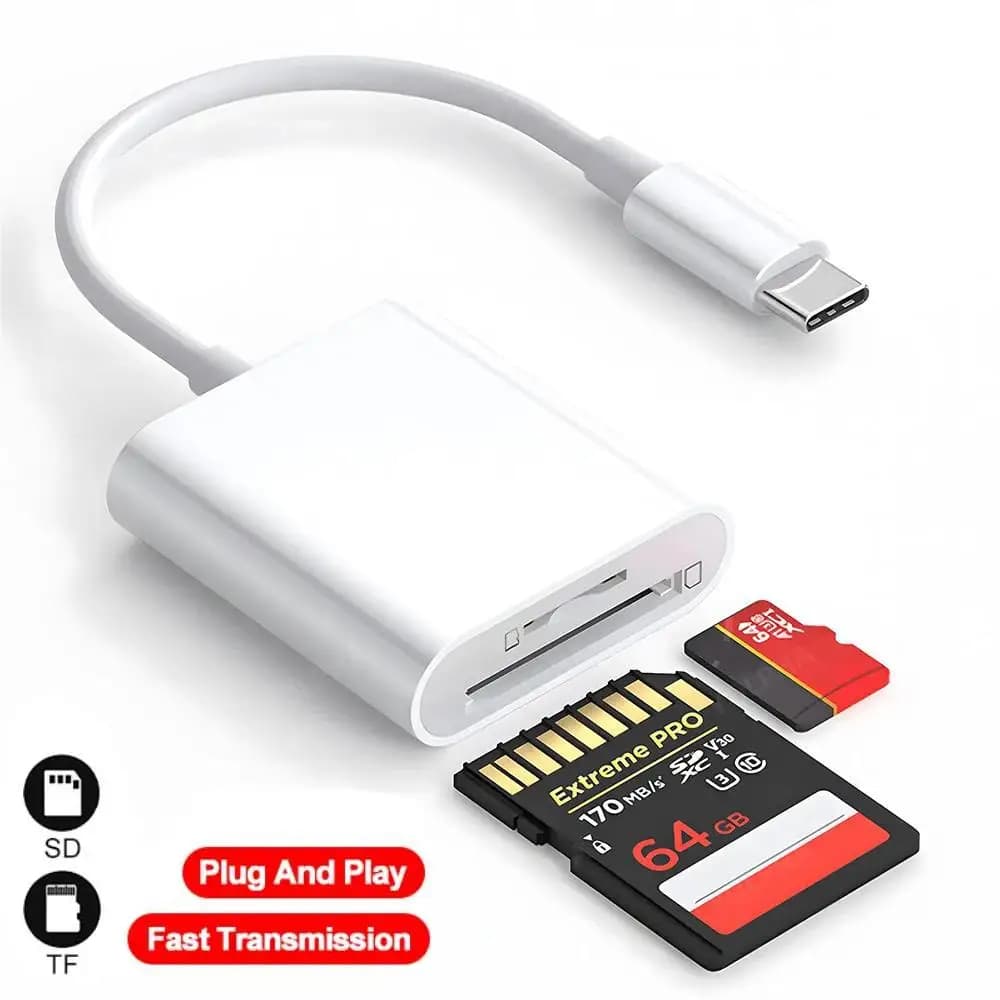 Lettore di schede OTG Type-C 2 in 1 Adattatore per schede di archiviazione SD TF Adatto per laptop Huawei MilletLettori di schede intelligenti multipli