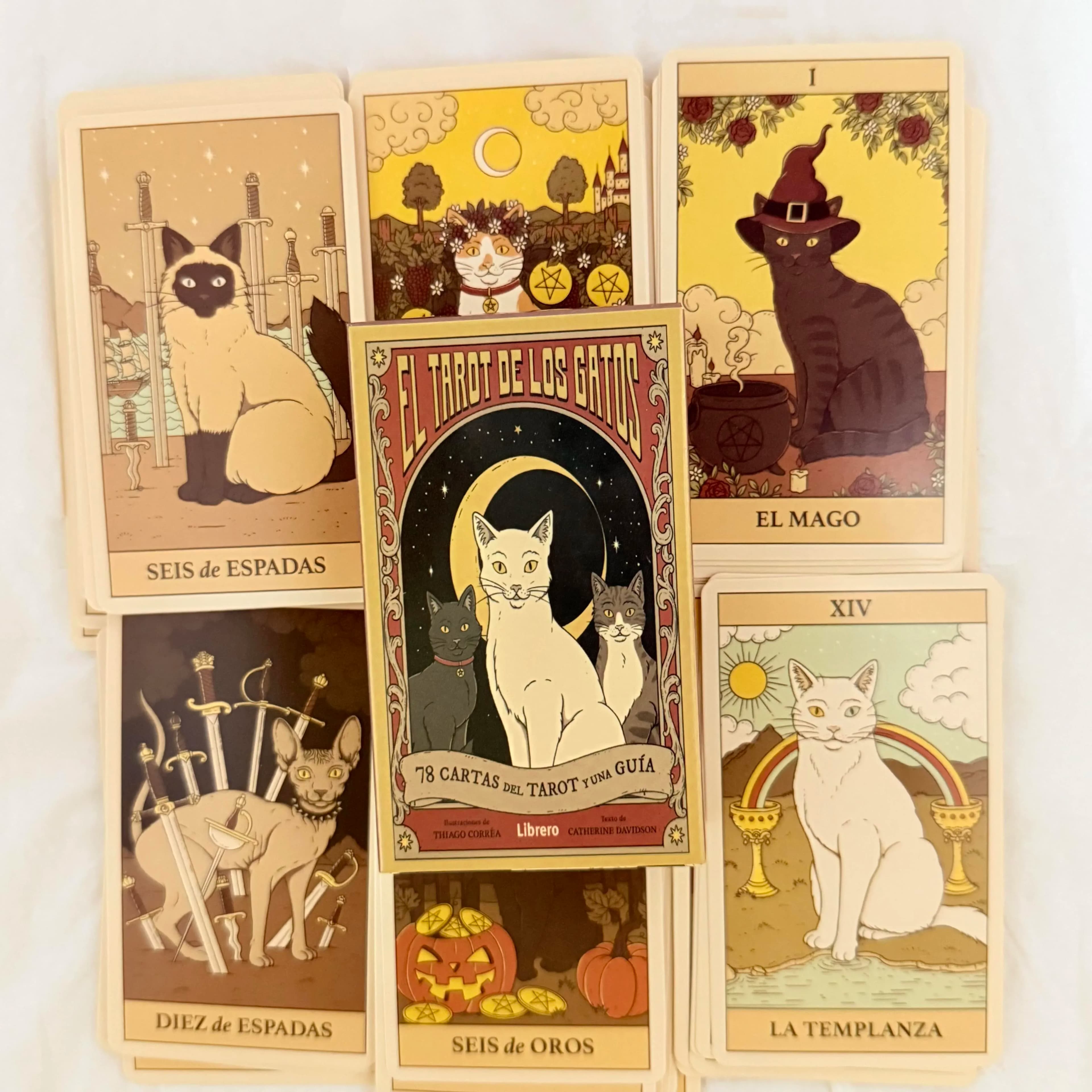 EL TAROT DE LOS GATOS Versione spagnola 78 Oracle Deck Gatti Regola Terra Tarocchi Carte Giochi di divinazione Carte per gli amanti dei gatti