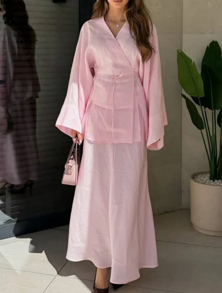 2025 nuove donne di moda casual camicetta a maniche lunghe maxi gonna abiti 2 pezzi set coordinati elegante Dubai Turchia donna musulmana set di abiti