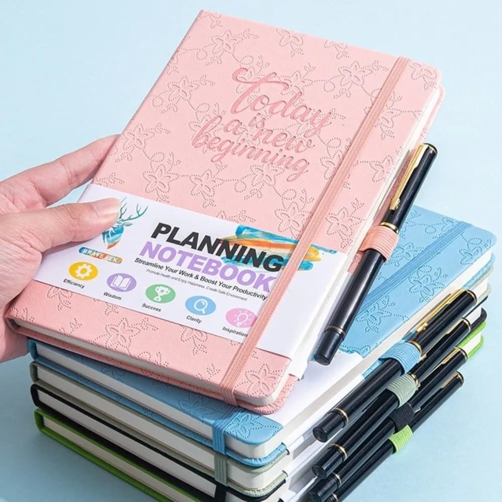 Agenda Settimanale A5 per Studenti, 100 Fogli, Copertina in Pelle PU, Planner Non Datato per Efficienza e Organizzazione