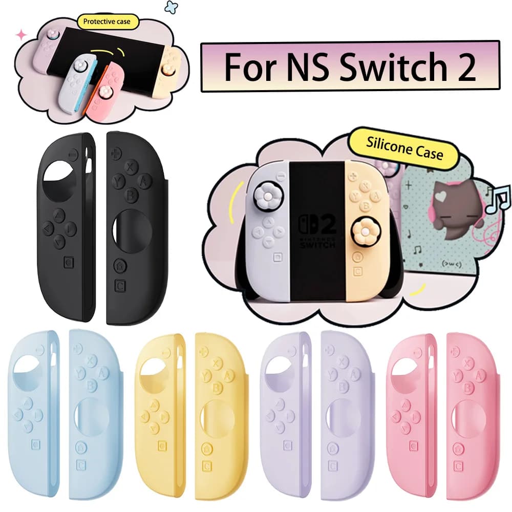 Custodia morbida in silicone per Nintendo Switch 2, custodia con impugnatura per NS2 Joycon Custodia protettiva completa per accessori Nintendo Switch 2