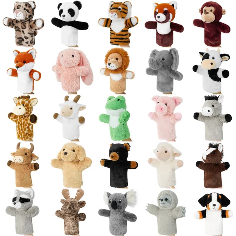 Cute Animal Hand Puppet Set 25 Different Wildlife Creatures Soft Stuffed Interactive Plush Toy Room Adorable Creative