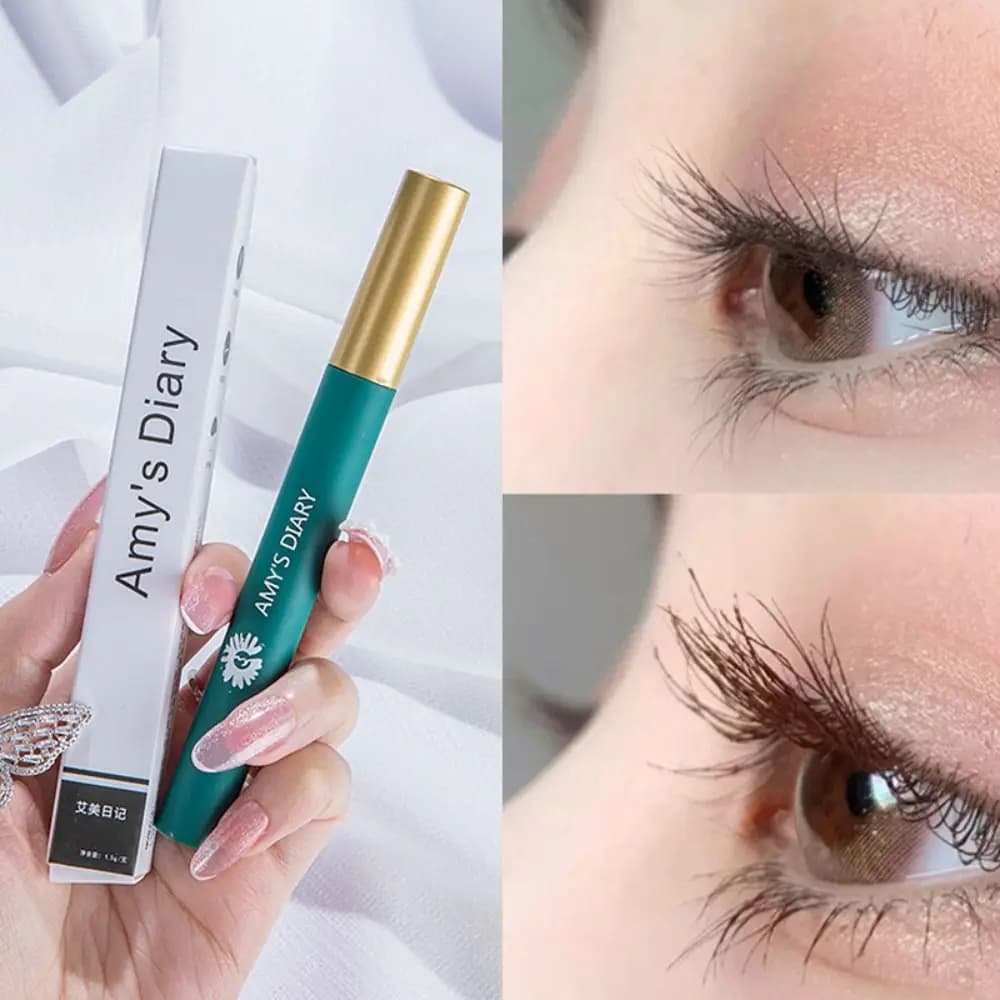Mascara con Spazzolina Ultra-fine per Ciglia Lunghe e Naturali, Lunga Durata, Nero