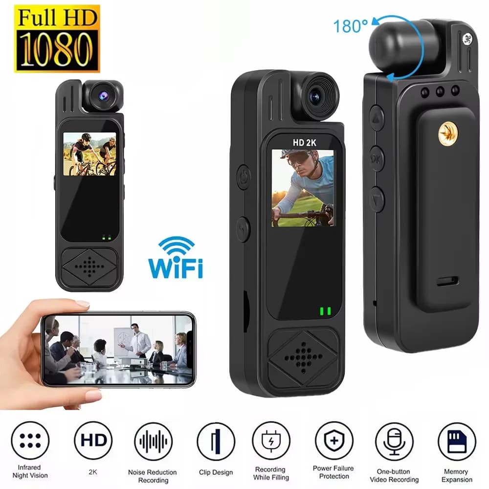 8-128GB Full HD 1080P Mini Body Camera Telecamera montata sul corpo Visione notturna Videoregistratore digitale 1.3 '' Bodycam Indossata Telecamera della polizia