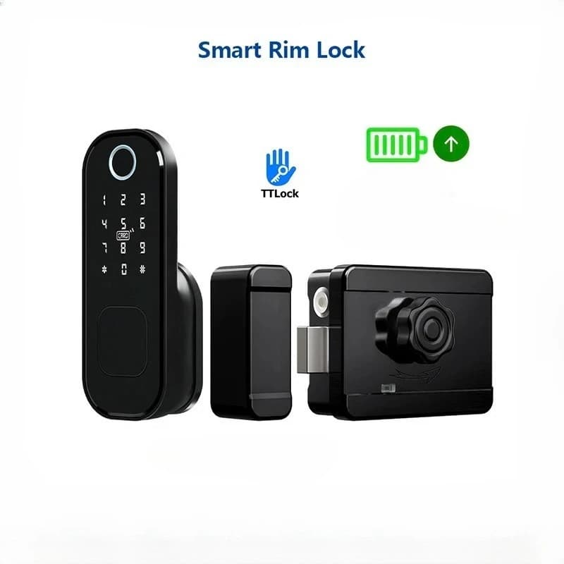 Waterproof Fingerprint TTLock App Outdoor Lock Remote Control Power Saving Code Smart Door Lock Electric Rim Lock