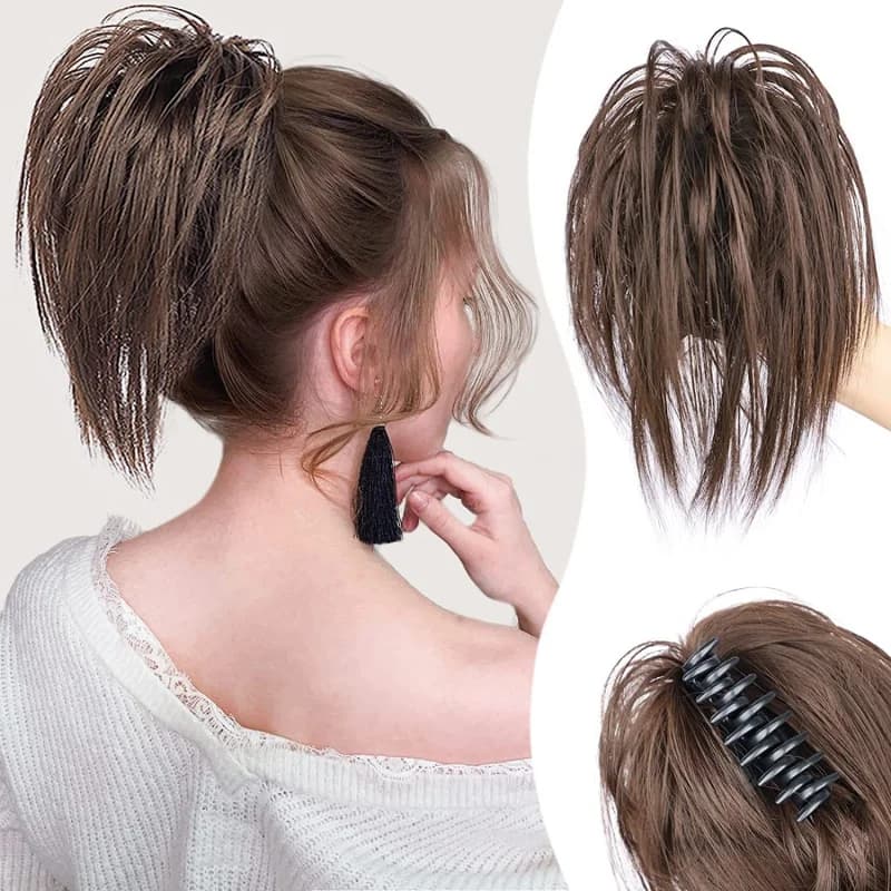 Claw for stylish , accessory, messy bun , lazy voluminous updo , shark clip wig, hair tie