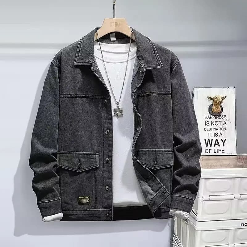Retro Waed Denim da uomo Jaet Autunno Inverno Resistente all'usura Jeans a prova di sporco Jaet Loose Fit Giovane Sle Cappotto lungo Sve