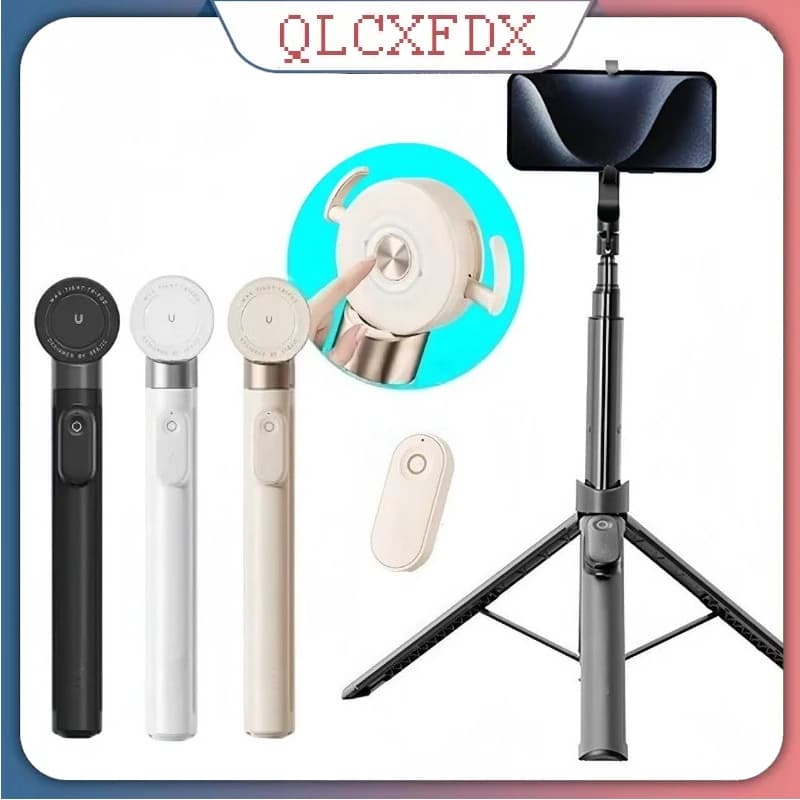 Selfie Stick da Terra con Supporto Magnetico per Telefono a Doppio Uso, Treppiede per Selfie e Trasmissioni Live, si Apre Automaticamente