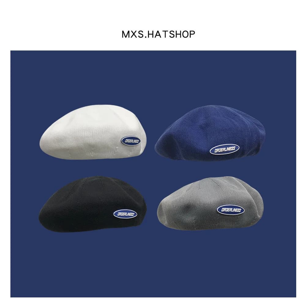 Berretto Leggero e Traspirante per Uomo e Donna, Stile Coreano alla Moda Primavera-Estate, Versatile in Bianco, Grigio, Nero e Blu, Cappello da Artista