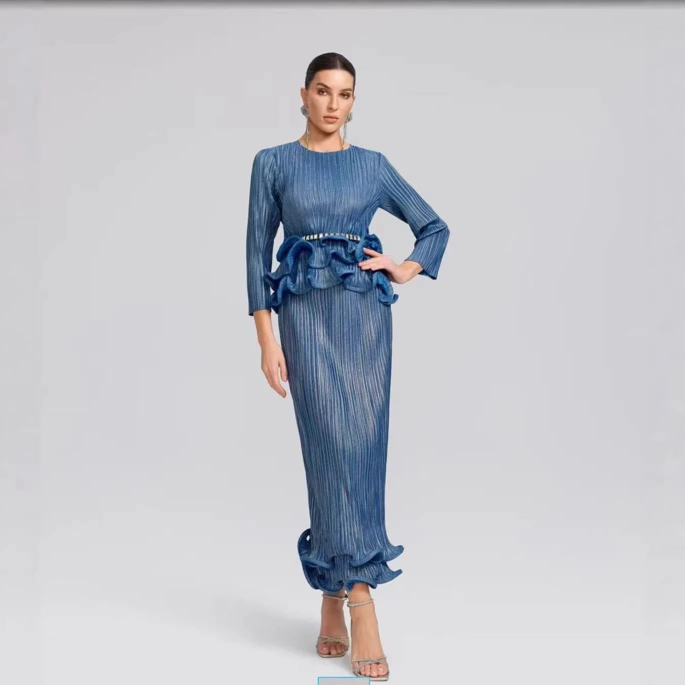 Women's Luxury Pleated Two-piece Wooden Ear Design Chic T-shirt Loose Plus Size Half Skirt Special Occasion Clothing