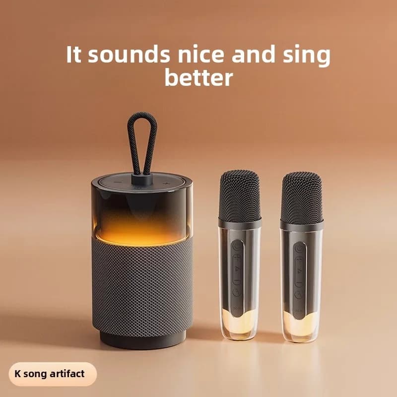 Altoparlante portatile con microfono, dispositivo all-in-one, altoparlante wireless Bluetooth 5.3, macchina per karaoke domestica, luce ambientale RGB ad alto volume