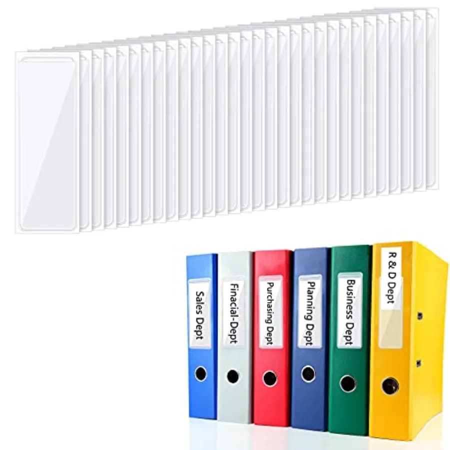 120 Pieces Clear Binder Label Holders Self Adhesive Label Holder Clear Adhesive Pockets for Business Card Storage Bins Toy Bins