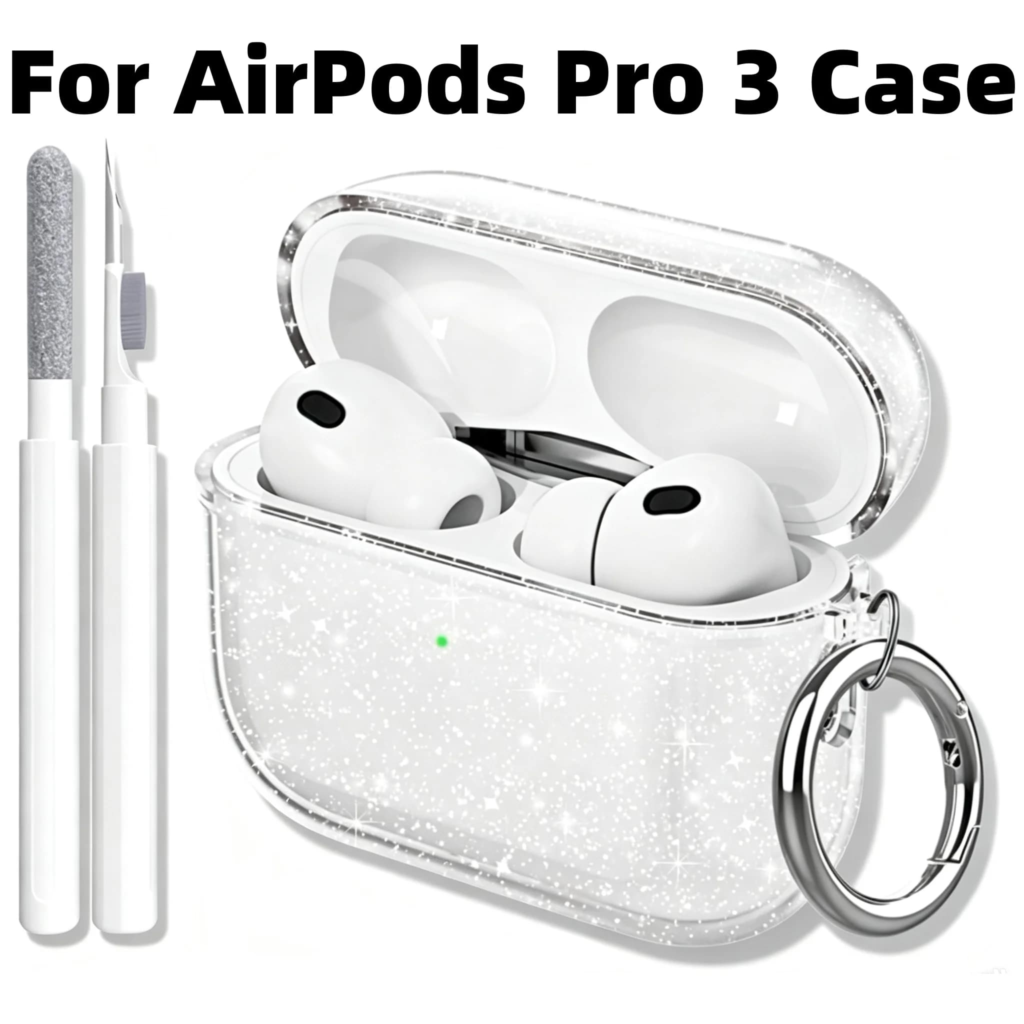Clear Shine Case for Airpods Pro 3 Protective Earphone Case Accessories for Airpods Pro 3 Pro 3rd Generation with Carabiner 2025