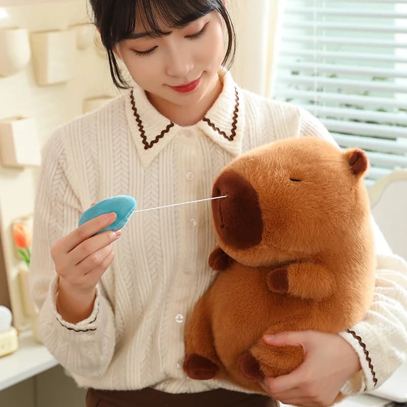 Kawaii Capibara Peluche Animali di simulazione con muco nasale estensibile Carino Capibara Soffice bambola di peluche ripiena morbida Regalo per bambini