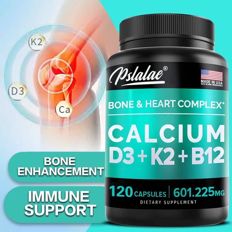 Calcium supplement 600 Mg, vitamin D3 K2 B12 - Provides heart, bone and immune support for women and menSupplements