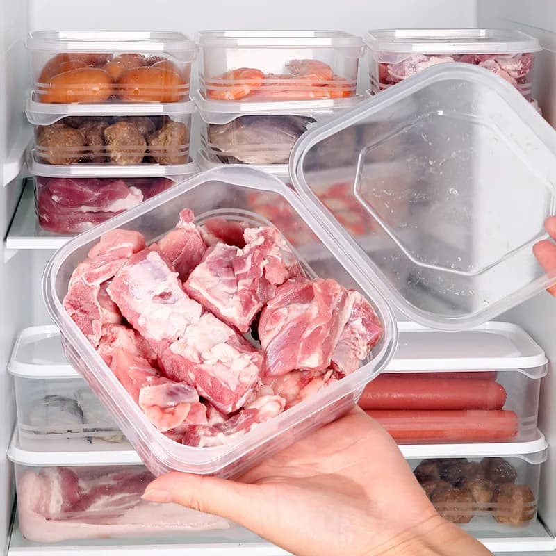 Scatola di conservazione per la conservazione degli alimenti da cucina Strato di congelamento di verdure Carne congelata Scatola di sottoimballaggio per alimenti Contenitore per gelato