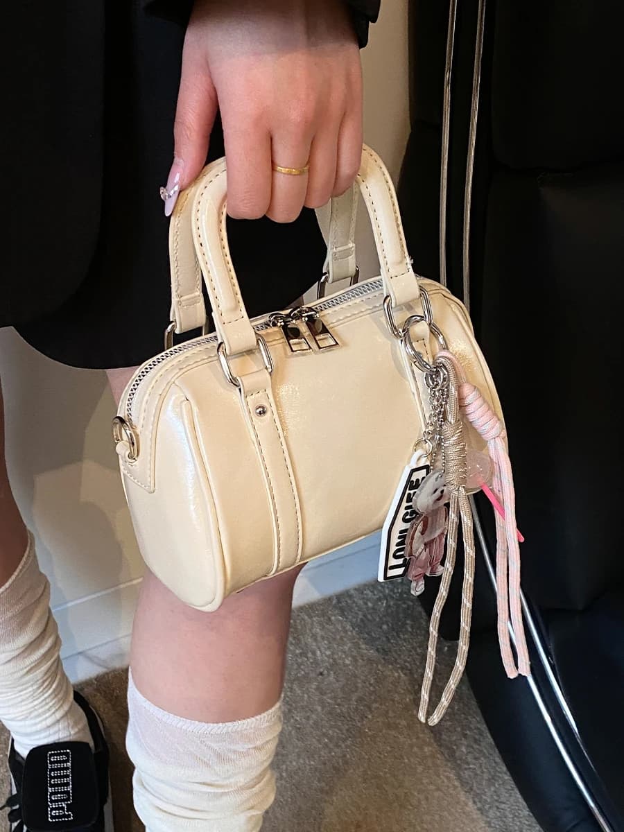 Borsa a tracolla da donna in tinta unita con cerniera in pelle con borse a cuscino pendenti Borsa femminile semplice moda casual coreana