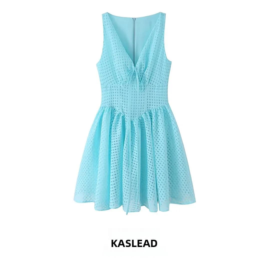 KASLEAD Nuova Gonna Corta da Donna alla Moda, Slim Fit, con Ricami Pesanti e Rete, Stile Urbano, in Fibra di Poliestere Traforata
