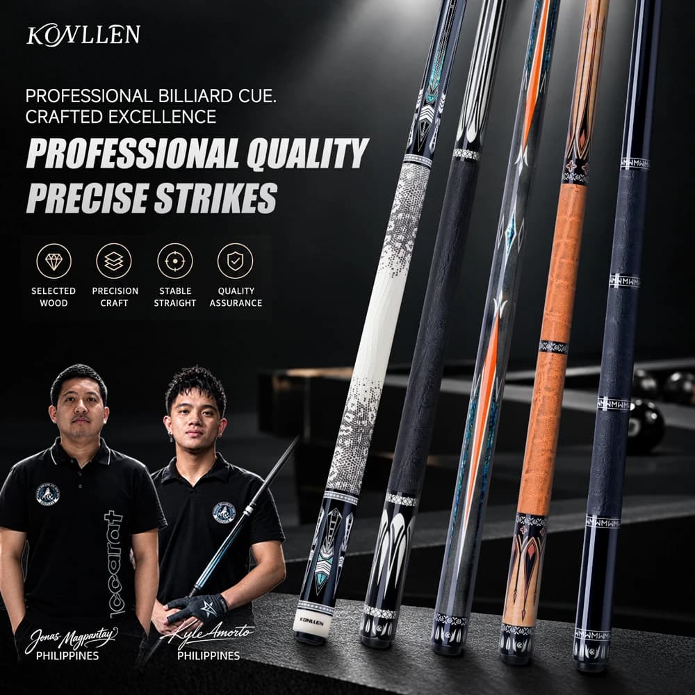 KONLLEN Maple Pool Cue K Series Low Deflection Profession Billiard Cue Pool Cue Sticks Clearance Sale with 12mm Tip
