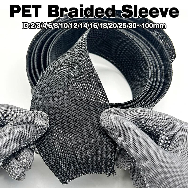 Guaina Intrecciata in PET da 2~100mm, Flessibile ed Espandibile, Resistente all'Usura e Ignifuga, Protezione per Cablaggi