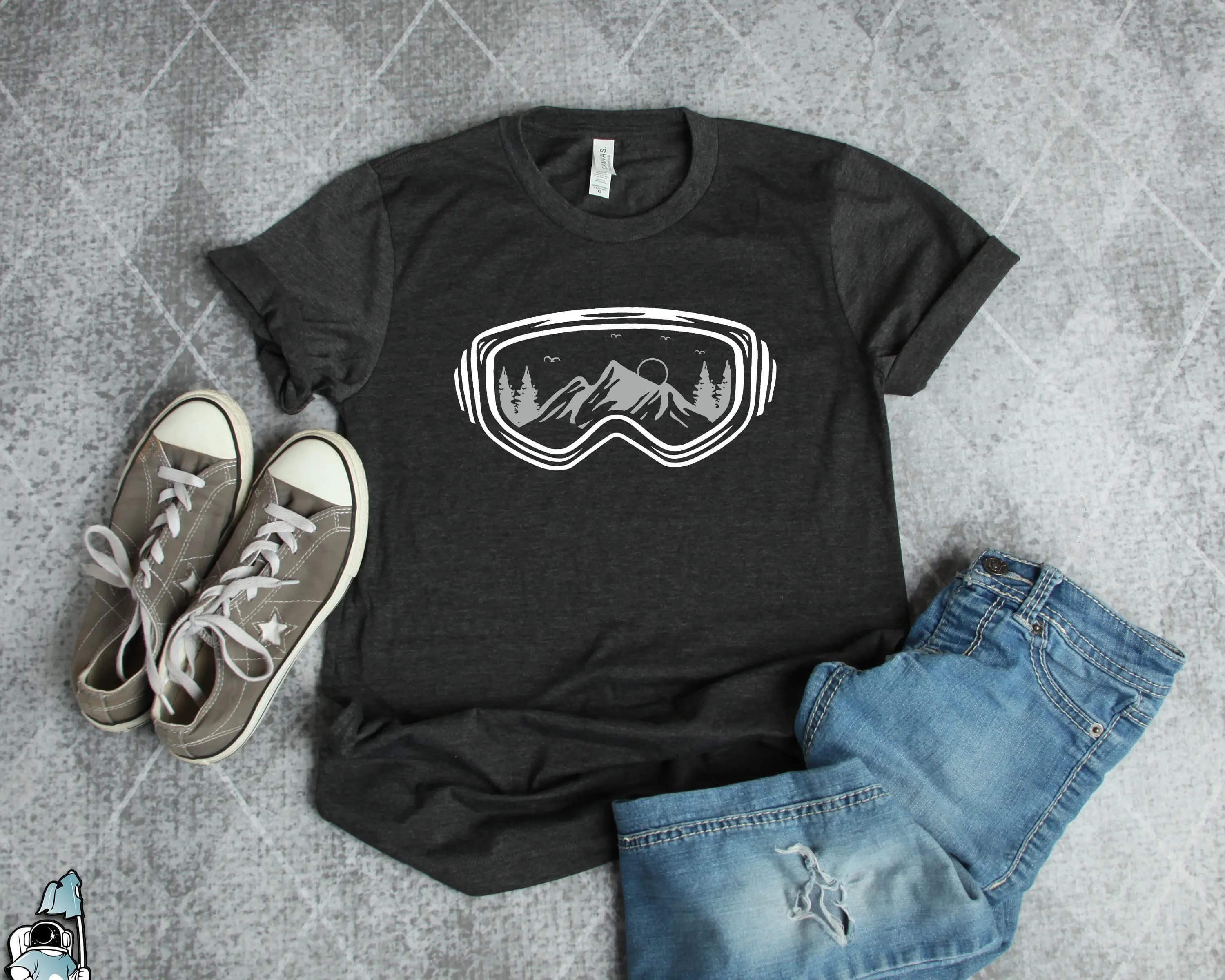 Occhiali da sci e snowboard Camicia artistica Camicie da sci Camicie da sci Regali da sci Mountain Art Camicie da snowboard T-shirt da uomo