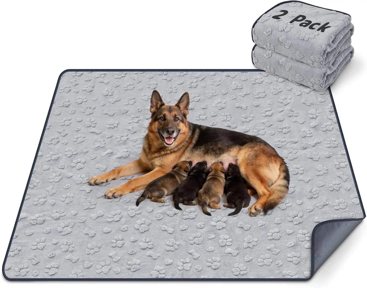 2 Confezioni di Tappetini Lavabili Extra Grandi per Cani 48x48, Tappetino Antiscivolo Riutilizzabile per Pavimento, Letto, Incontinenza, Addestramento
