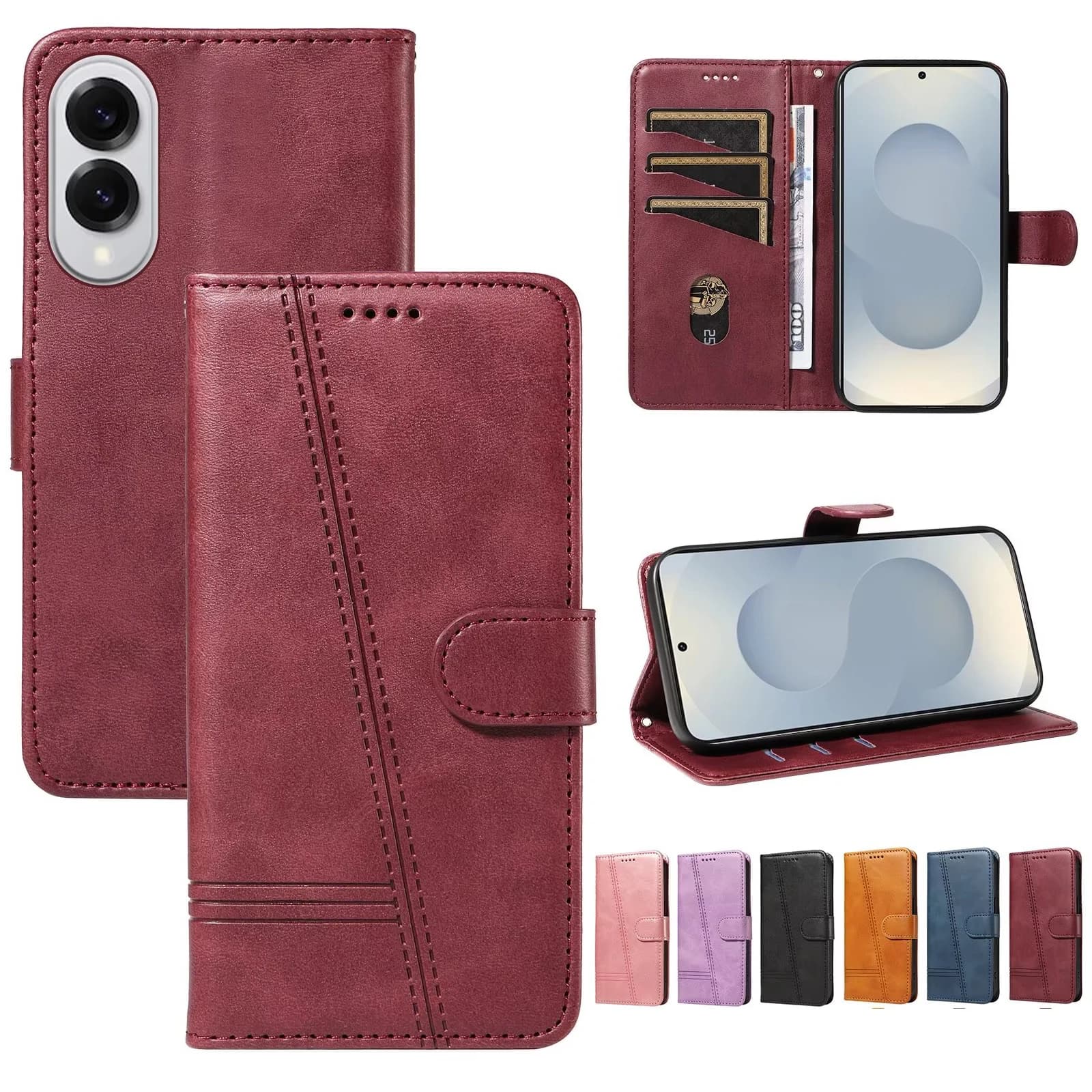 Leather Case For Samsung Galaxy Xcover7 5G A05 A04E A03 Core A02S M80S M62 F62 M60S M55 M35 M32 M23 M22 M10 J7 J6 J5 Plus Wallet