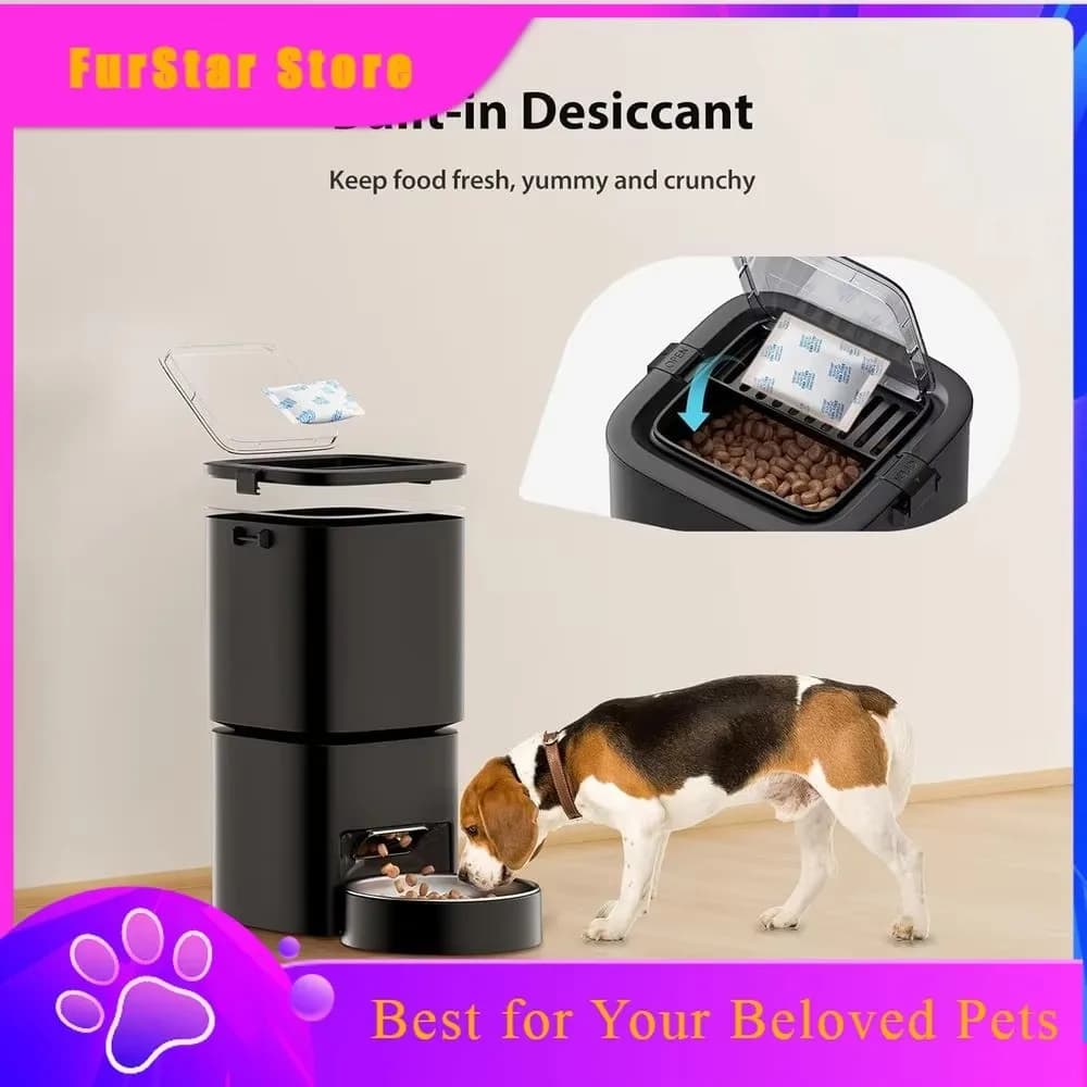 FurStarAutomatic Cat Feeder, 5L/21 Cup Timed Automatic Pet Feeder, Dual Power Auto Dog Feeders, Pet Dry Food Dispenser For Cats