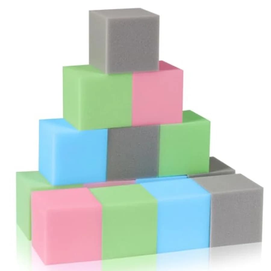48 Pezzi Blocchi di Schiuma da 3 Pollici - Cubi Morbidi e Leggeri per Aree Gioco, Piscine di Palline e Divertimento Sicuro al Chiuso/All'Aperto Blu/Verde