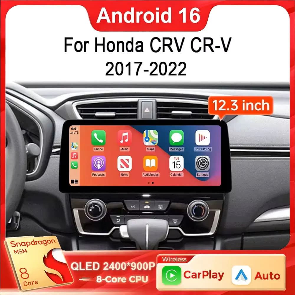 12.3 lnch Android 16 Screen Multimedia Display For Honda CRV CR-V 2017-2022 Miracast Function Wireless Carplay Auto 4G WIFI BT